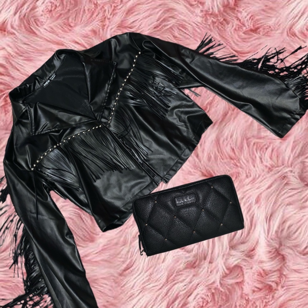 Boho fringe faux leather jacket 🧥